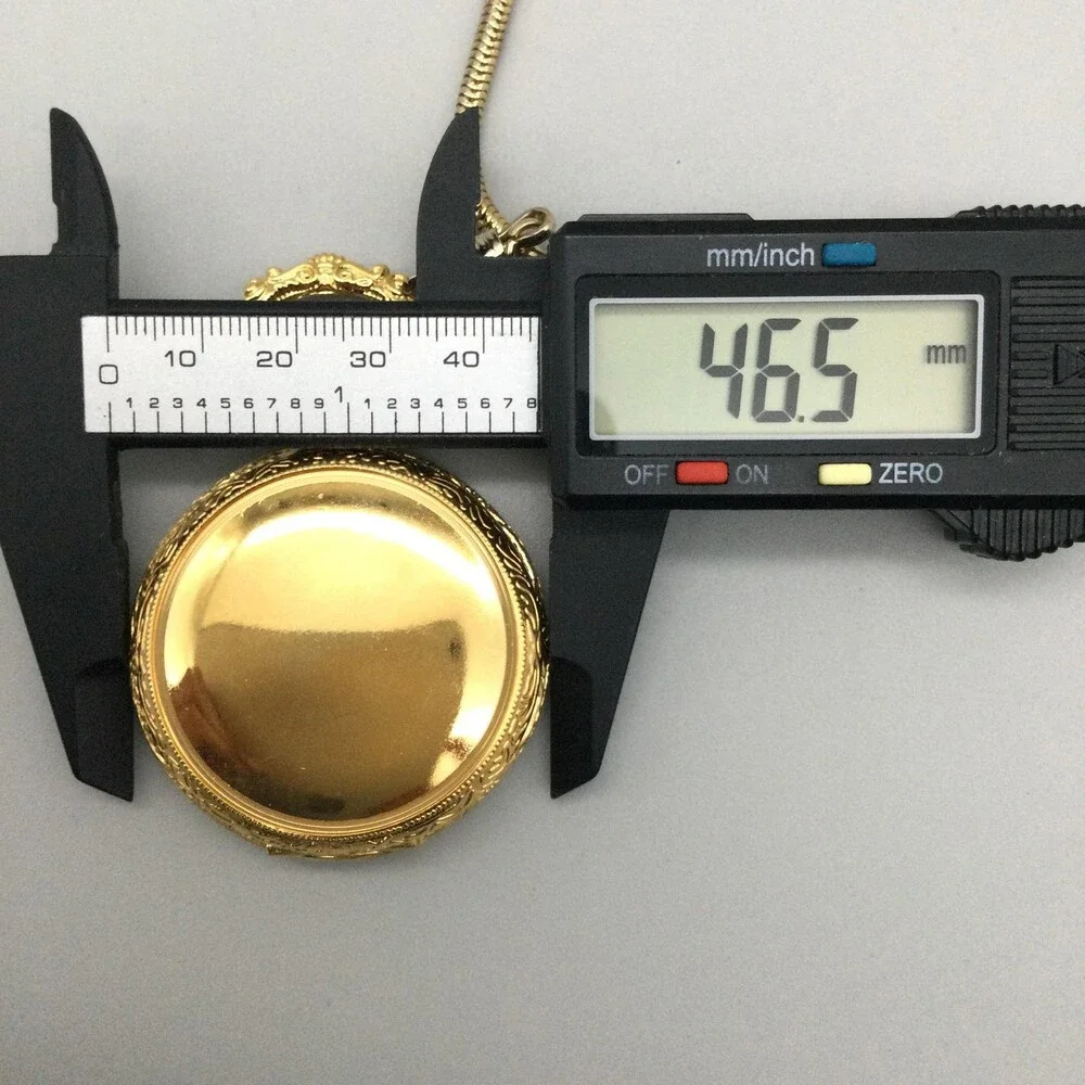 Bass Fish Pocket Key Ring Watch Mens 47mm Gold Tone Chain Fish Dial New Battery